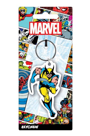 Marvel Wolverine rubber keychain on comic book backing card front view
