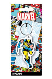 Marvel Wolverine rubber keychain on comic book backing card front view