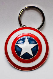 Marvel Captain America shield metal keychain front view in Avengers collector box