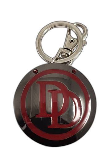 Marvel Comics Daredevil DD logo metal keychain front view on white background