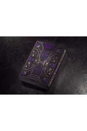 Black Panther Theory Eleven playing cards box side angle with purple glow