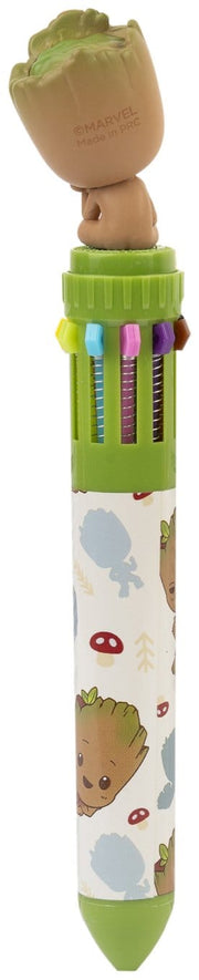 Marvel I Am Groot 3D multicolour pen large side view showing fist-raised Groot topper and all 10 colour selectors