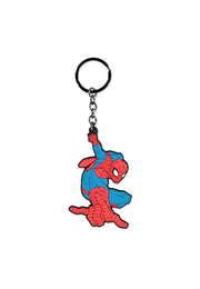 Marvel Spider-Man rubber PVC keychain large front view showing red and blue web-swinging pose