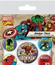Marvel Comics retro badge pack close-up of badges