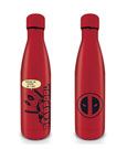 Marvel Deadpool matte red metal drink bottle compact front and back view