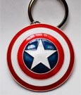 Marvel Captain America shield metal keychain compact front view showing red white blue enamel shield