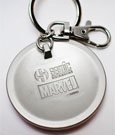 Marvel Captain America shield metal keychain compact angled view showing star centre detail