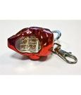 Marvel Iron Man 3D sculpted helmet keychain compact side view showing Semic Marvel licensed plate