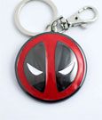Marvel Comics Deadpool face logo metal keychain compact view showing red and black mask