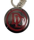 Marvel Comics Daredevil DD logo metal keychain compact view showing gunmetal disc