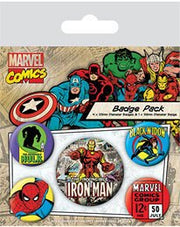 Marvel Comics retro badge pack top view on card