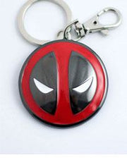 Marvel Comics Deadpool face logo metal keychain small front view showing full disc