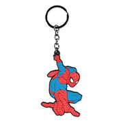 Marvel Spider-Man rubber PVC keychain large front view on white background showing full red and blue detail