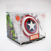 Marvel Captain America shield metal keychain large view in Avengers collector box front angle