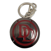Marvel Comics Daredevil DD logo metal keychain large close-up showing red enamel DD emblem detail