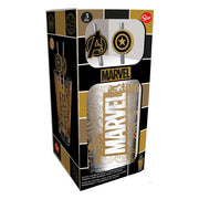 Marvel glass tumbler 485ml in gift box side angle view