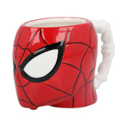 Marvel Spider-Man 3D shaped mug angled view showing eye detail